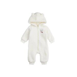 Petit Lem Baby Hooded Teddy Fleece Coverall | Off-White | 6M